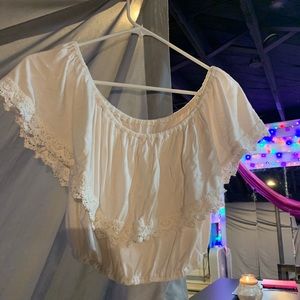 white off the shoulder crop top